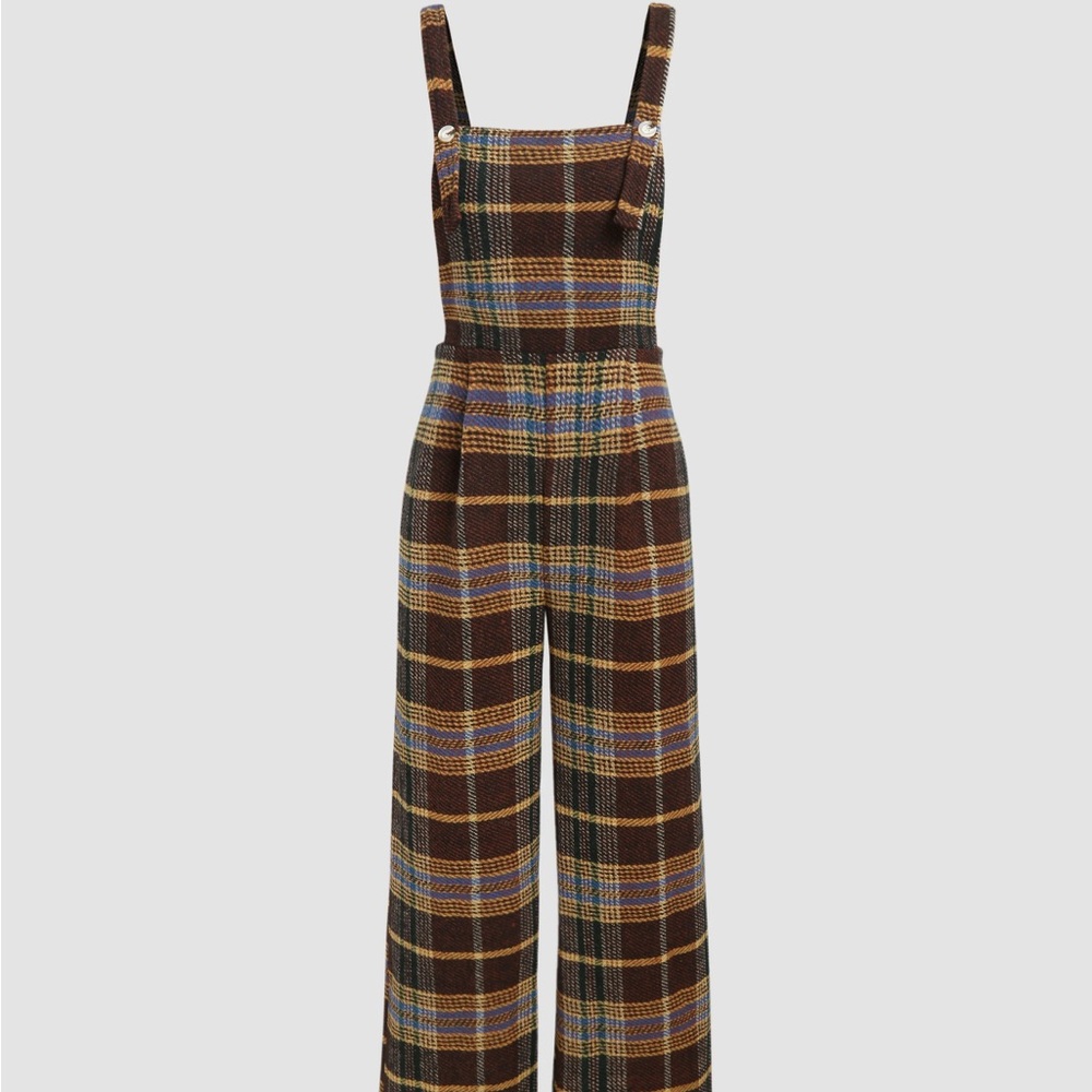 Plaid Brown Jumpsuit